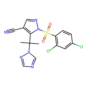 1-(2,4-dichlorophenyl)sulfonyl-5-[2-(1,2,4-triazol-1-yl)propan-2-yl]pyrazole-4-carbonitrile structure