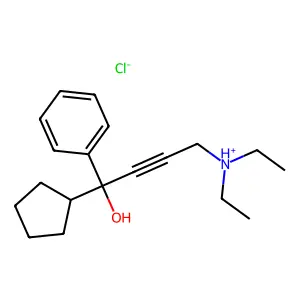 (4-cyclopentyl-4-hydroxy-4-phenylbut-2-ynyl)-diethylazanium chloride structure