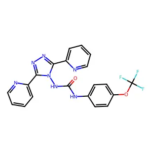 1-(3,5-dipyridin-2-yl-1,2,4-triazol-4-yl)-3-[4-(trifluoromethoxy)phenyl]urea structure