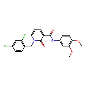 1-[(2,4-dichlorophenyl)methyl]-N-(3,4-dimethoxyphenyl)-2-oxopyridine-3-carboxamide structure