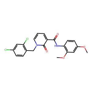 1-[(2,4-dichlorophenyl)methyl]-N-(2,4-dimethoxyphenyl)-2-oxopyridine-3-carboxamide structure
