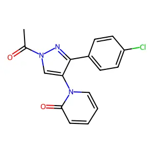 1-[1-acetyl-3-(4-chlorophenyl)pyrazol-4-yl]pyridin-2-one structure