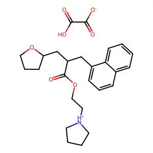 alpha-(1-Naphthylmethyl)tetrahydro-2-furanpropionic acid 2-(1-pyrrolidinyl)ethyl ester oxalate structure