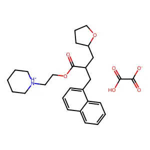 alpha-(1-Naphthylmethyl)tetrahydro-2-furanpropionic acid 2-piperidinoethyl ester oxalate structure