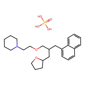 1-(2-(3-(1-Naphthyl)-2-(tetrahydrofurfuryl)propoxy)ethyl)piperidine phosphate (1:1) structure