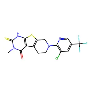 11-[3-chloro-5-(trifluoromethyl)-2-pyridinyl]-4-methyl-5-sulfanylidene-8-thia-4,6,11-triazatricyclo[7.4.0.02,7]trideca-1(9),2(7)-dien-3-one structure