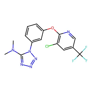 1-[3-[[3-chloro-5-(trifluoromethyl)-2-pyridinyl]oxy]phenyl]-N,N-dimethyltetrazol-5-amine structure