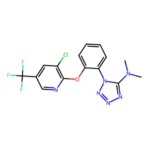 1-[2-[[3-chloro-5-(trifluoromethyl)-2-pyridinyl]oxy]phenyl]-N,N-dimethyltetrazol-5-amine structure