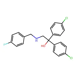 1,1-bis(4-chlorophenyl)-2-[(4-fluorophenyl)methylamino]ethanol structure