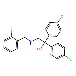 1,1-bis(4-chlorophenyl)-2-[(2-fluorophenyl)methylamino]ethanol structure