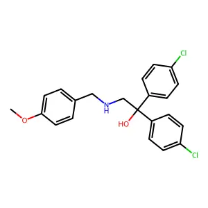 1,1-bis(4-chlorophenyl)-2-[(4-methoxybenzyl)amino]-1-ethanol structure