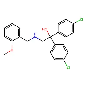 1,1-bis(4-chlorophenyl)-2-[(2-methoxybenzyl)amino]-1-ethanol structure