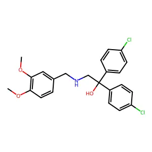 1,1-bis(4-chlorophenyl)-2-[(3,4-dimethoxyphenyl)methylamino]ethanol structure