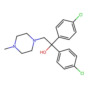 1,1-bis(4-chlorophenyl)-2-(4-methylpiperazin-1-yl)ethanol structure