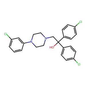 1,1-bis(4-chlorophenyl)-2-[4-(3-chlorophenyl)piperazin-1-yl]ethanol structure