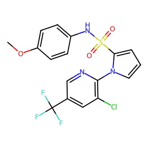 1-[3-chloro-5-(trifluoromethyl)-2-pyridinyl]-N-(4-methoxyphenyl)pyrrole-2-sulfonamide structure