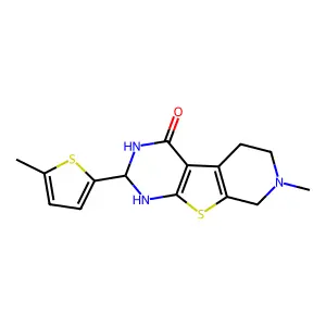 11-methyl-5-(5-methylthiophen-2-yl)-8-thia-4,6,11-triazatricyclo[7.4.0.02,7]trideca-1(9),2(7)-dien-3-one structure