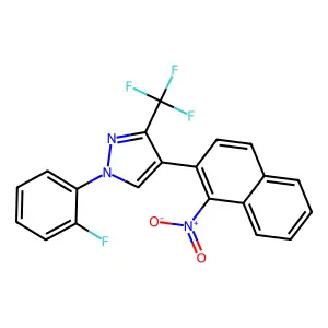 1-(2-fluorophenyl)-4-(1-nitronaphthalen-2-yl)-3-(trifluoromethyl)pyrazole structure