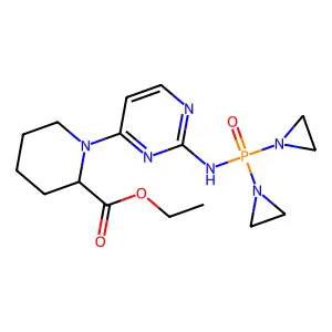 1-(2-((Bis(1-aziridinyl)phosphinyl)amino)-4-pyrimidinyl)pipecolic acid ethyl ester structure