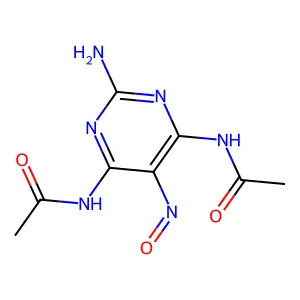 N-(6-acetamido-2-amino-5-nitrosopyrimidin-4-yl)acetamide structure