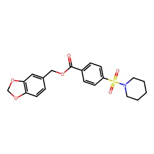 1,3-benzodioxol-5-ylmethyl 4-piperidin-1-ylsulfonylbenzoate structure