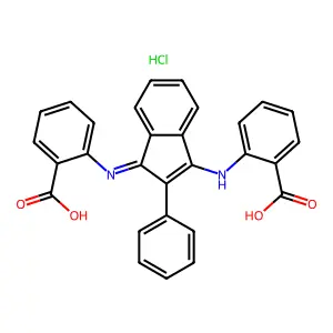 ((1-((Carboxyphenyl)imino)-2-phenylinden-3-yl)amino)benzoic acid monohydrochloride structure