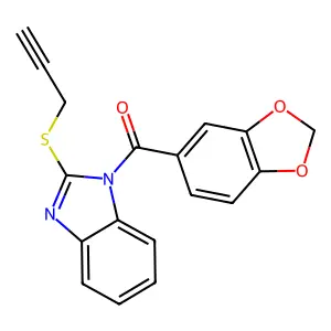 1,3-benzodioxol-5-yl-(2-prop-2-ynylsulfanylbenzimidazol-1-yl)methanone structure