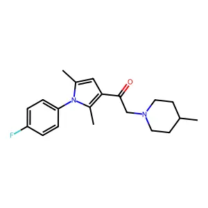 1-[1-(4-fluorophenyl)-2,5-dimethylpyrrol-3-yl]-2-(4-methylpiperidin-1-yl)ethanone structure