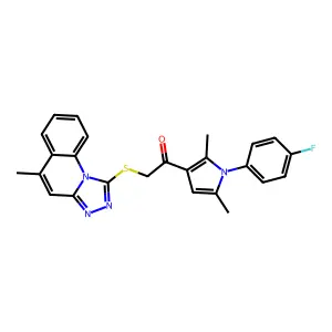 1-[1-(4-fluorophenyl)-2,5-dimethylpyrrol-3-yl]-2-[(5-methyl-[1,2,4]triazolo[4,3-a]quinolin-1-yl)sulfanyl]ethanone structure
