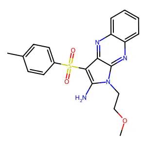 1-(2-methoxyethyl)-3-tosyl-1H-pyrrolo[2,3-b]quinoxalin-2-amine structure