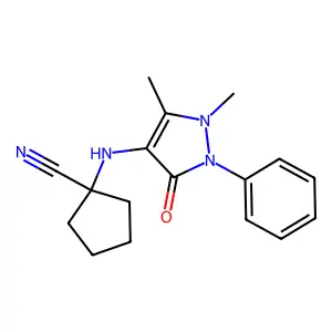 1-[(1,5-dimethyl-3-oxo-2-phenylpyrazol-4-yl)amino]cyclopentane-1-carbonitrile structure