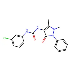 1-(3-chlorophenyl)-3-(1,5-dimethyl-3-oxo-2-phenylpyrazol-4-yl)urea structure
