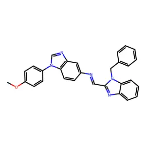 1-(1-benzylbenzimidazol-2-yl)-N-[1-(4-methoxyphenyl)benzimidazol-5-yl]methanimine structure