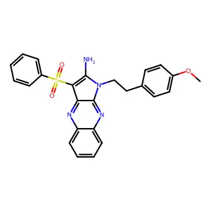 1-[2-(4-methoxyphenyl)ethyl]-3-(phenylsulfonyl)-1H-pyrrolo[2,3-b]quinoxalin-2-amine structure