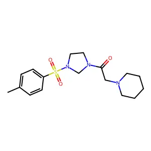 1-(2-{3-[(4-methylphenyl)sulfonyl]-1-imidazolidinyl}-2-oxoethyl)piperidine structure