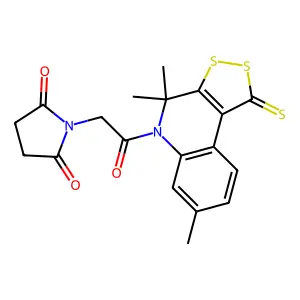 1-[2-oxo-2-(4,4,7-trimethyl-1-thioxo-1,4-dihydro-5H-[1,2]dithiolo[3,4-c]quinolin-5-yl)ethyl]-2,5-pyrrolidinedione structure