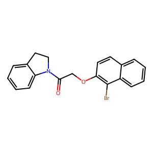 1-{[(1-bromo-2-naphthyl)oxy]acetyl}indoline structure