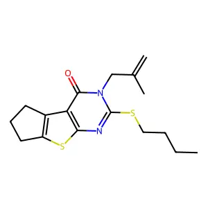 10-butylsulfanyl-11-(2-methylprop-2-enyl)-7-thia-9,11-diazatricyclo[6.4.0.02,6]dodeca-1(8),2(6),9-trien-12-one structure