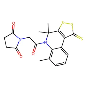 1-[2-oxo-2-(4,4,6-trimethyl-1-thioxo-1,4-dihydro-5H-[1,2]dithiolo[3,4-c]quinolin-5-yl)ethyl]pyrrolidine-2,5-dione structure