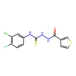 1-(3-chloro-4-fluorophenyl)-3-(thiophene-3-carbonylamino)thiourea structure