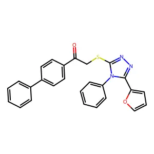 1-[1,1'-biphenyl]-4-yl-2-{[5-(2-furyl)-4-phenyl-4H-1,2,4-triazol-3-yl]sulfanyl}ethanone structure