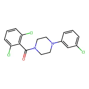 1-(3-chlorophenyl)-4-(2,6-dichlorobenzoyl)piperazine structure