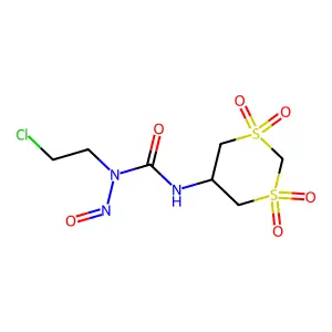 1-(2-chloroethyl)-1-nitroso-3-(1,1,3,3-tetraoxo-1,3-dithian-5-yl)urea structure