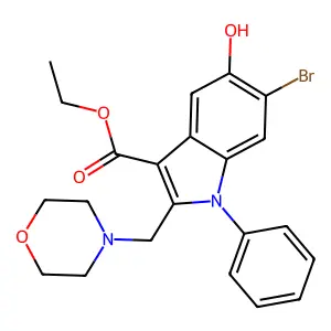 ethyl 6-bromo-5-hydroxy-2-(morpholin-4-ylmethyl)-1-phenylindole-3-carboxylate structure