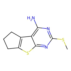 10-methylsulfanyl-7-thia-9,11-diazatricyclo[6.4.0.02,6]dodeca-1(12),2(6),8,10-tetraen-12-amine structure