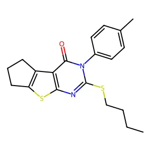10-butylsulfanyl-11-(4-methylphenyl)-7-thia-9,11-diazatricyclo[6.4.0.02,6]dodeca-1(8),2(6),9-trien-12-one structure