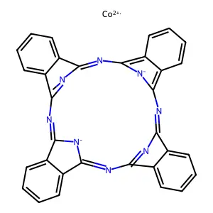 cobalt(2+)2,11,20,29,37,39-hexaza-38,40-diazanidanonacyclo[28.6.1.13,10.112,19.121,28.04,9.013,18.022,27.031,36]tetraconta-1,3,5,7,9,11,13,15,17,19(39),20,22,24,26,28,30(37),31,33,35-nonadecaene structure