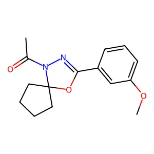 1-(3-(3-methoxyphenyl)-4-oxa-1,2-diazaspiro[4.4]non-2-en-1-yl)ethanone structure