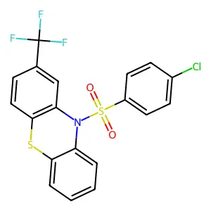 10-[(4-chlorophenyl)sulfonyl]-2-(trifluoromethyl)-10H-phenothiazine structure