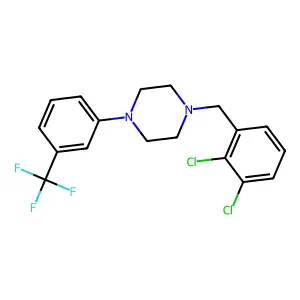 1-[(2,3-dichlorophenyl)methyl]-4-[3-(trifluoromethyl)phenyl]piperazine structure